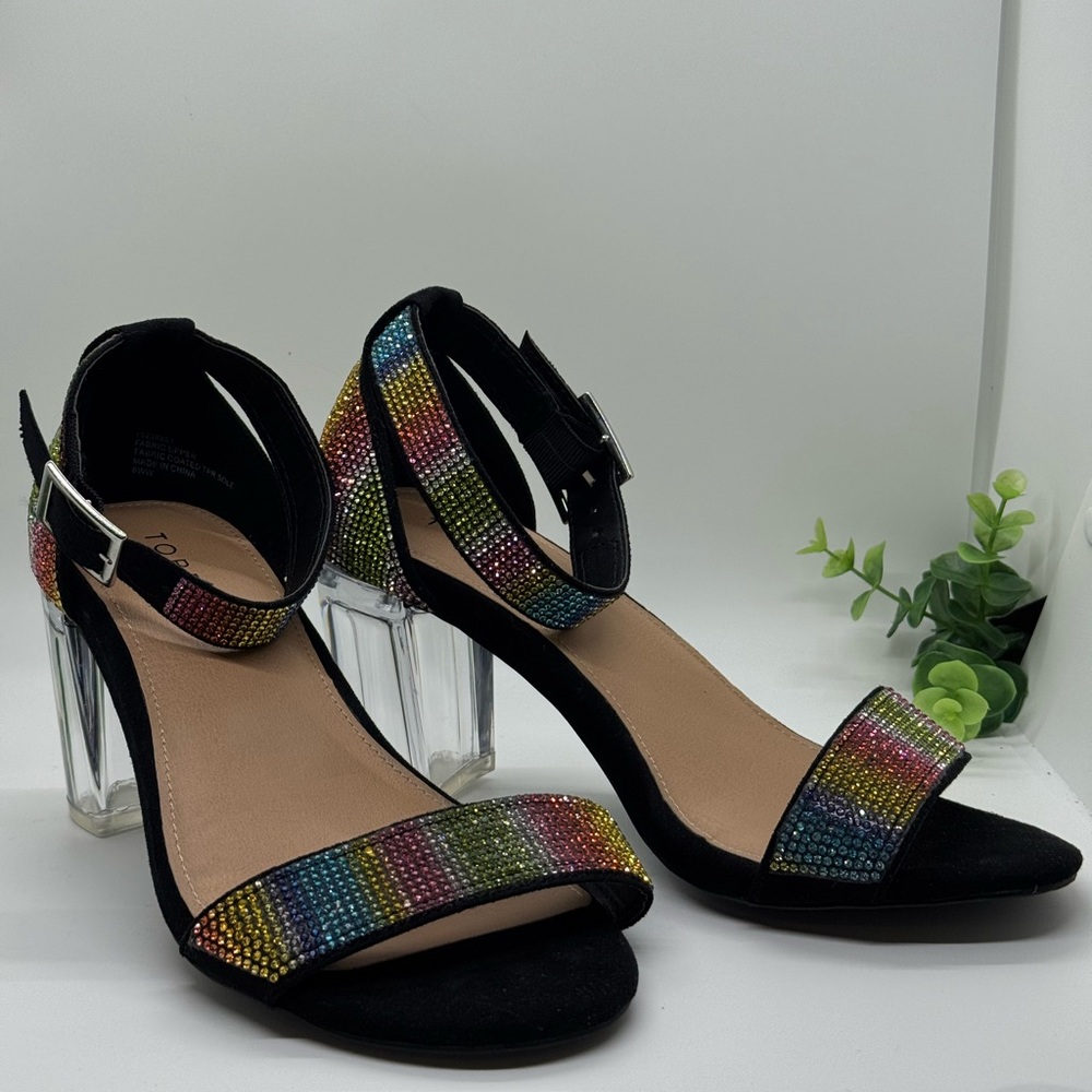 Torrid Translucent Block Heel Rainbow Embellished… - image 8